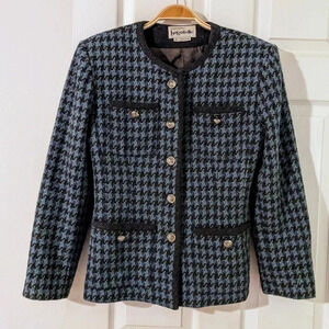 Bagatelle Houndstooth Tweed Blazer Jacket Womens Size 6 Button Front Career